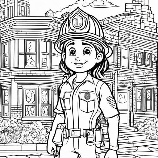 Firefighters coloring page, level 3 Detailed