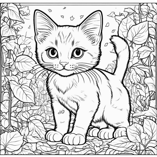 Kittens coloring page, level 3 Detailed