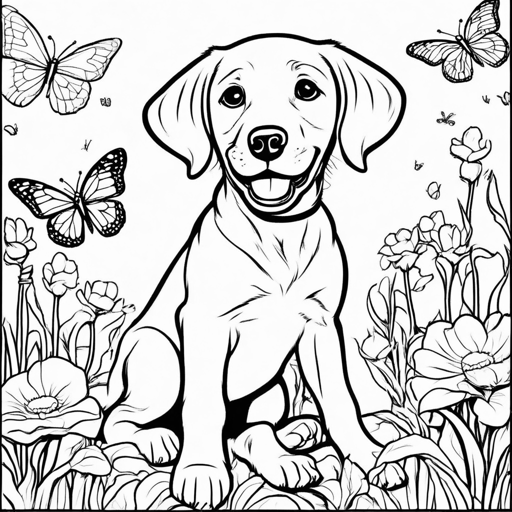 Puppies coloring page, level 2 Fun